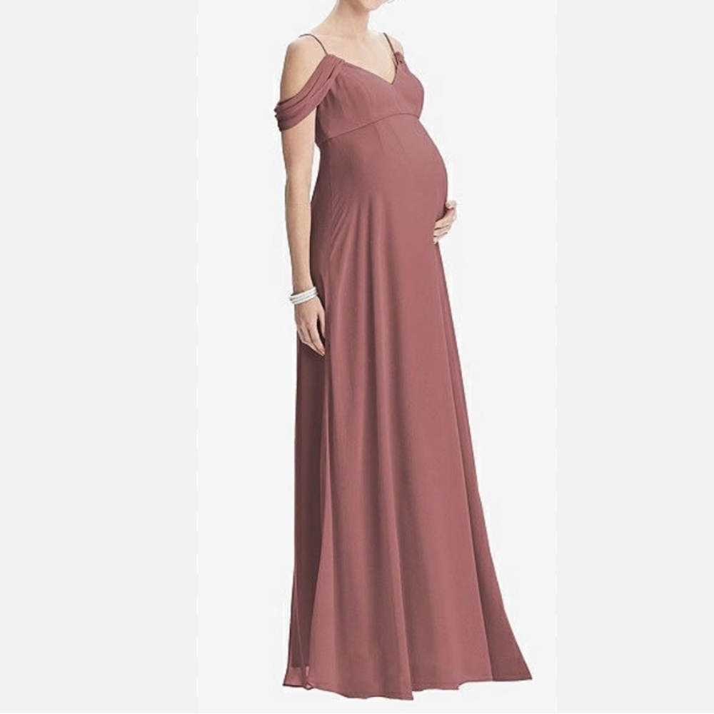 Dessy Collection Vivian Diamond Chiffon Maternity Dress in Rosewood